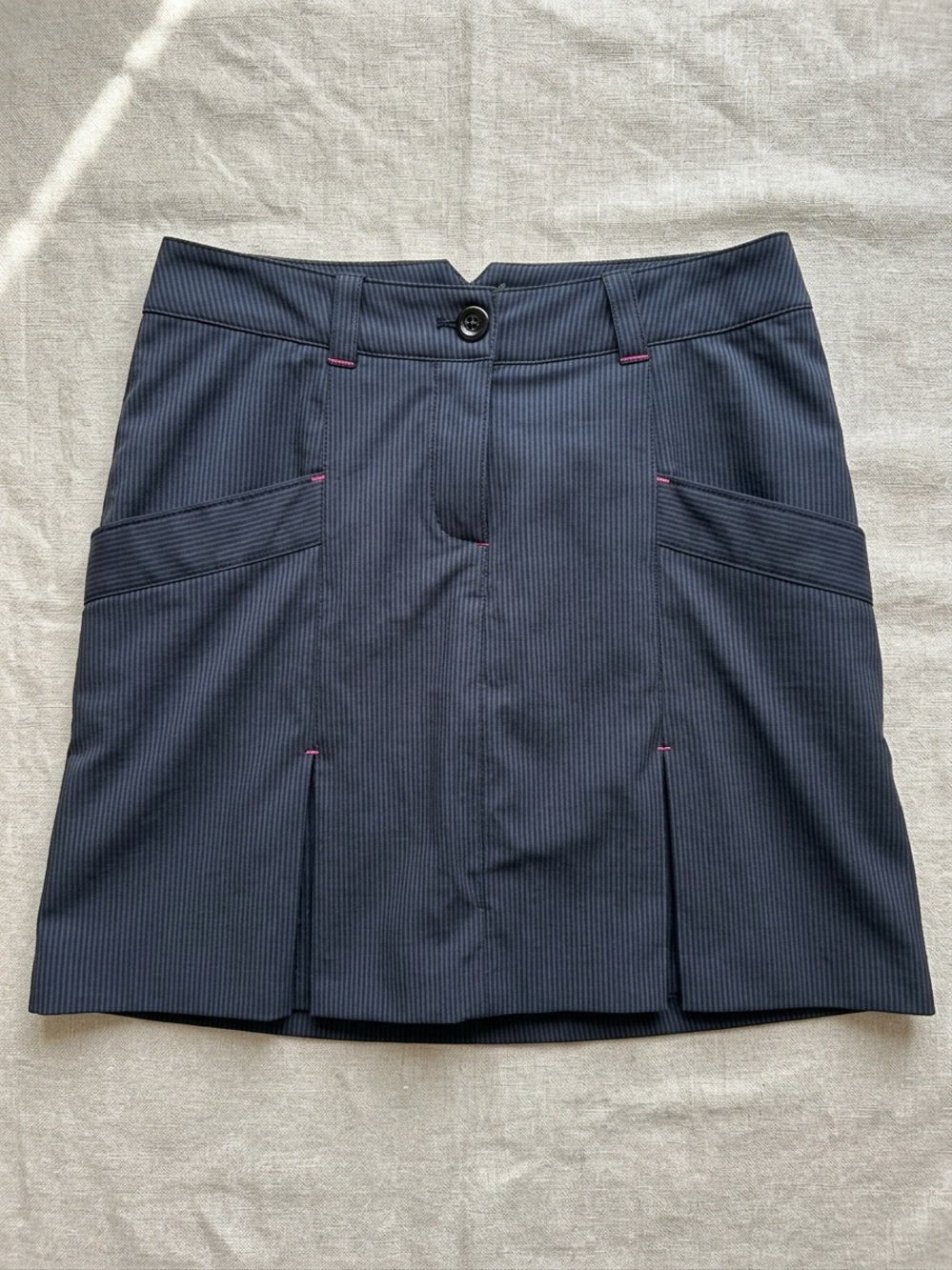 Nike Golf Tour Performance Dri-FIT Skort Navy Pinstripe Pink Accents Size 2